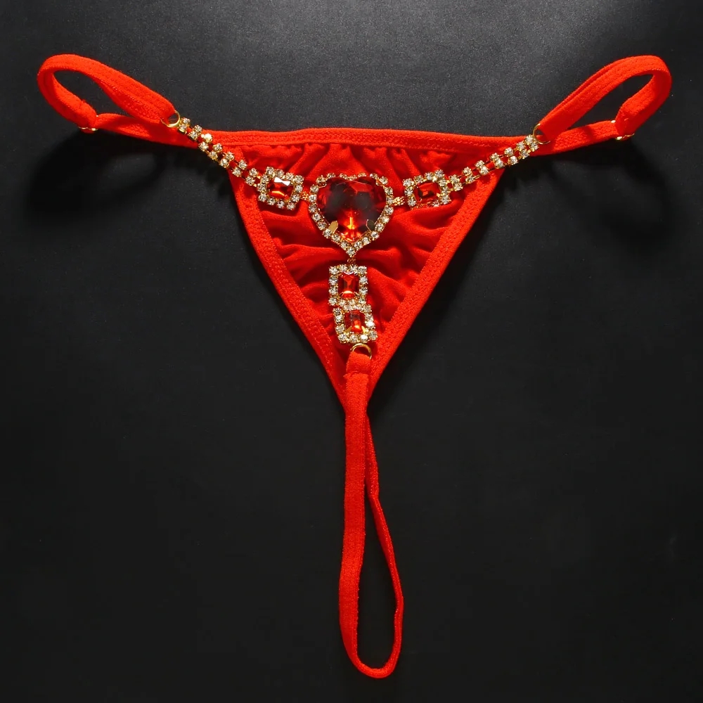 레드 크리스탈 하트 끈 팬티 여성용 체인 섹시 팬티 라 - Thong Bikini Women 리뷰 및 가격
